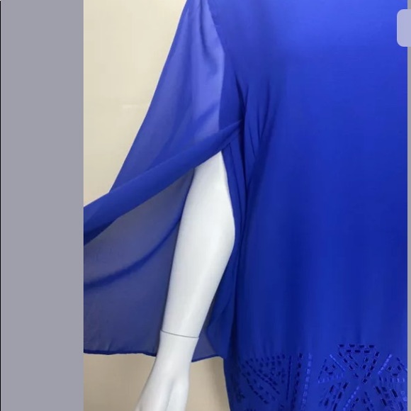 Tahari Arthur Dress brilliant blue Chiffon NWT - Picture 7 of 13